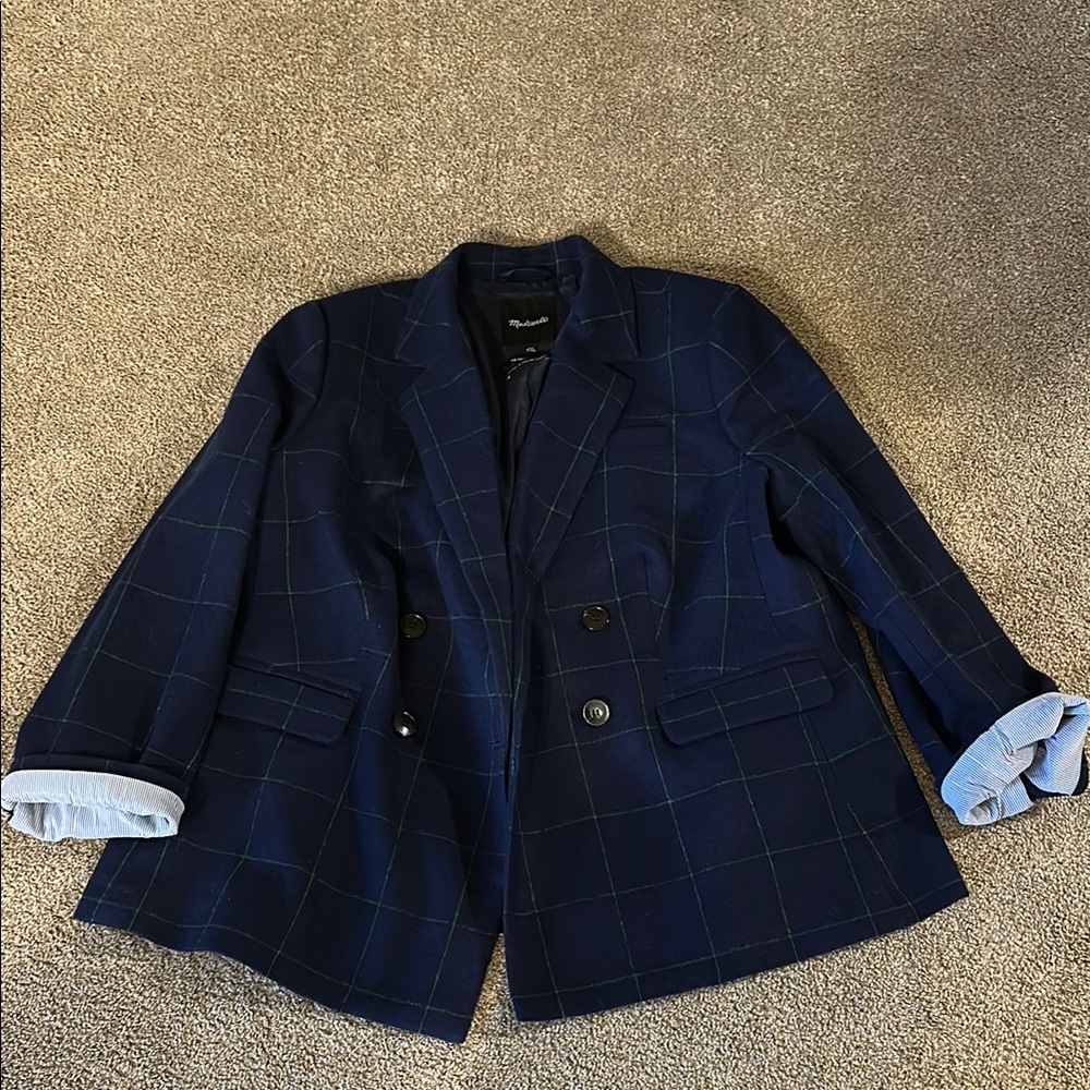 Madewell Navy and Green Rosedale Blazer